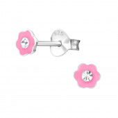 Cercei din argint floare roz cu cristal model DiAmanti DIA20481
